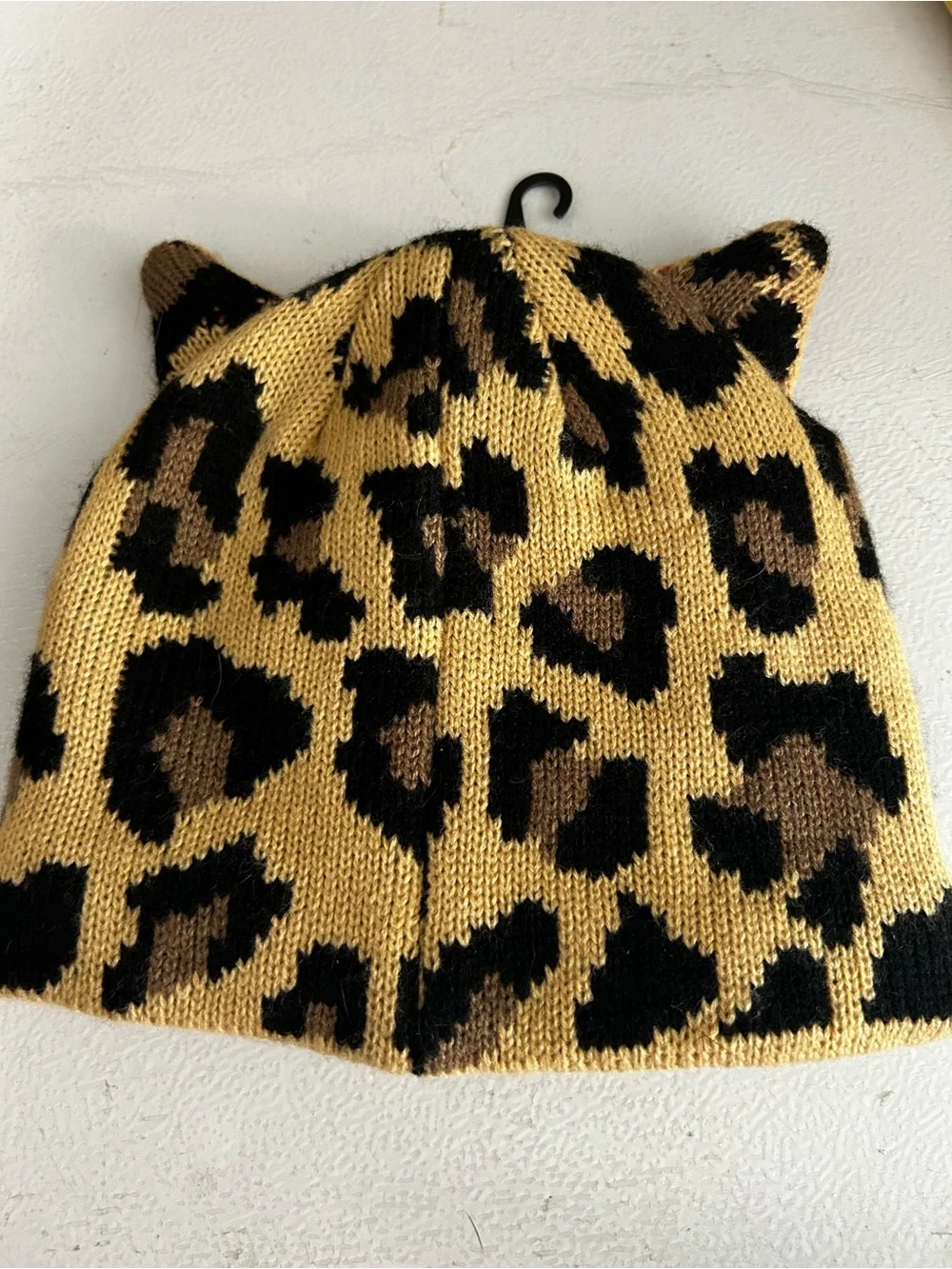 Cozy Cabin Youth Leopard Knit Beanie - Yellow/Black
